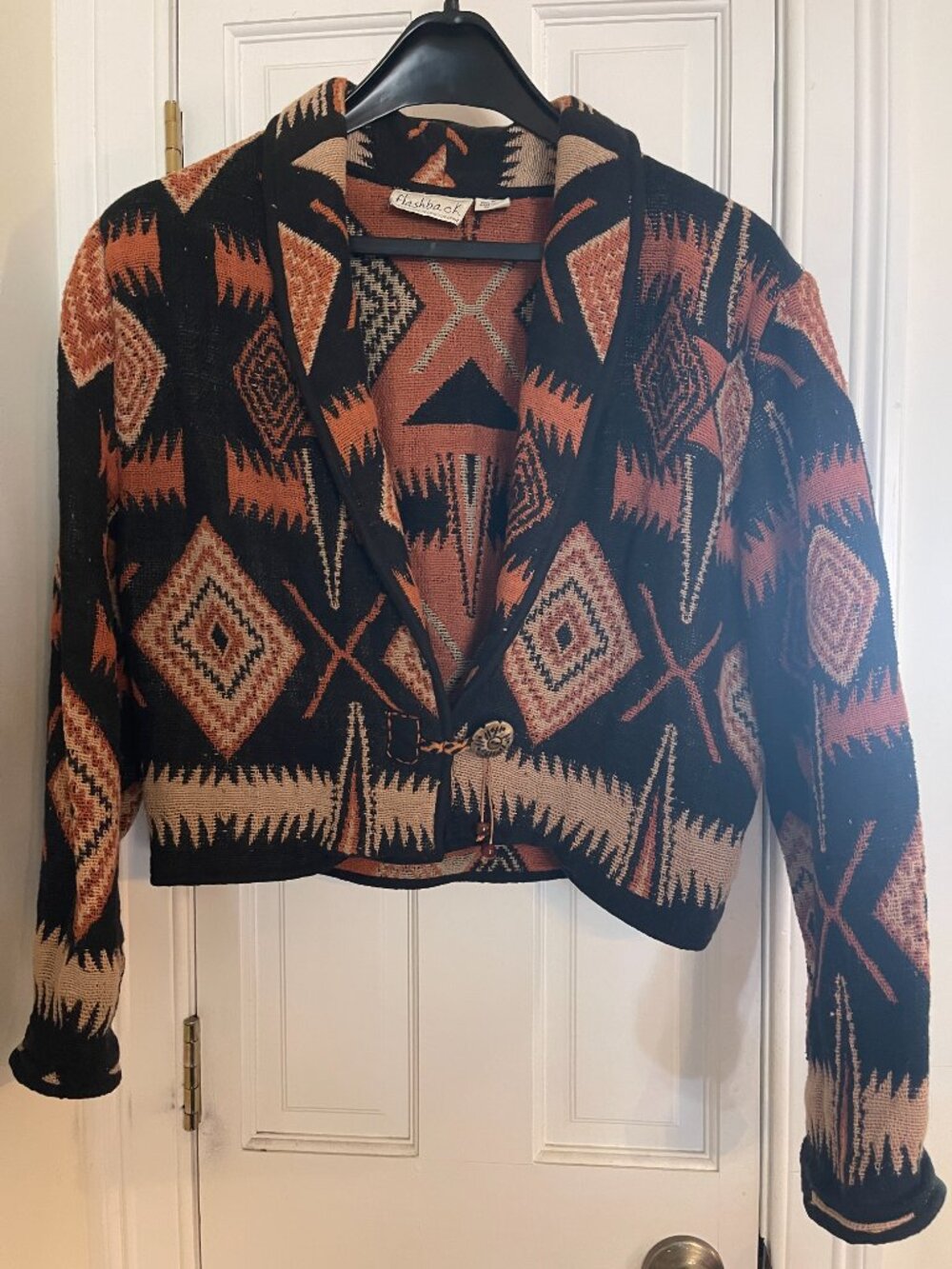 Vintage Flashback Southwestern Woven Tapestry Cropped Jacket M